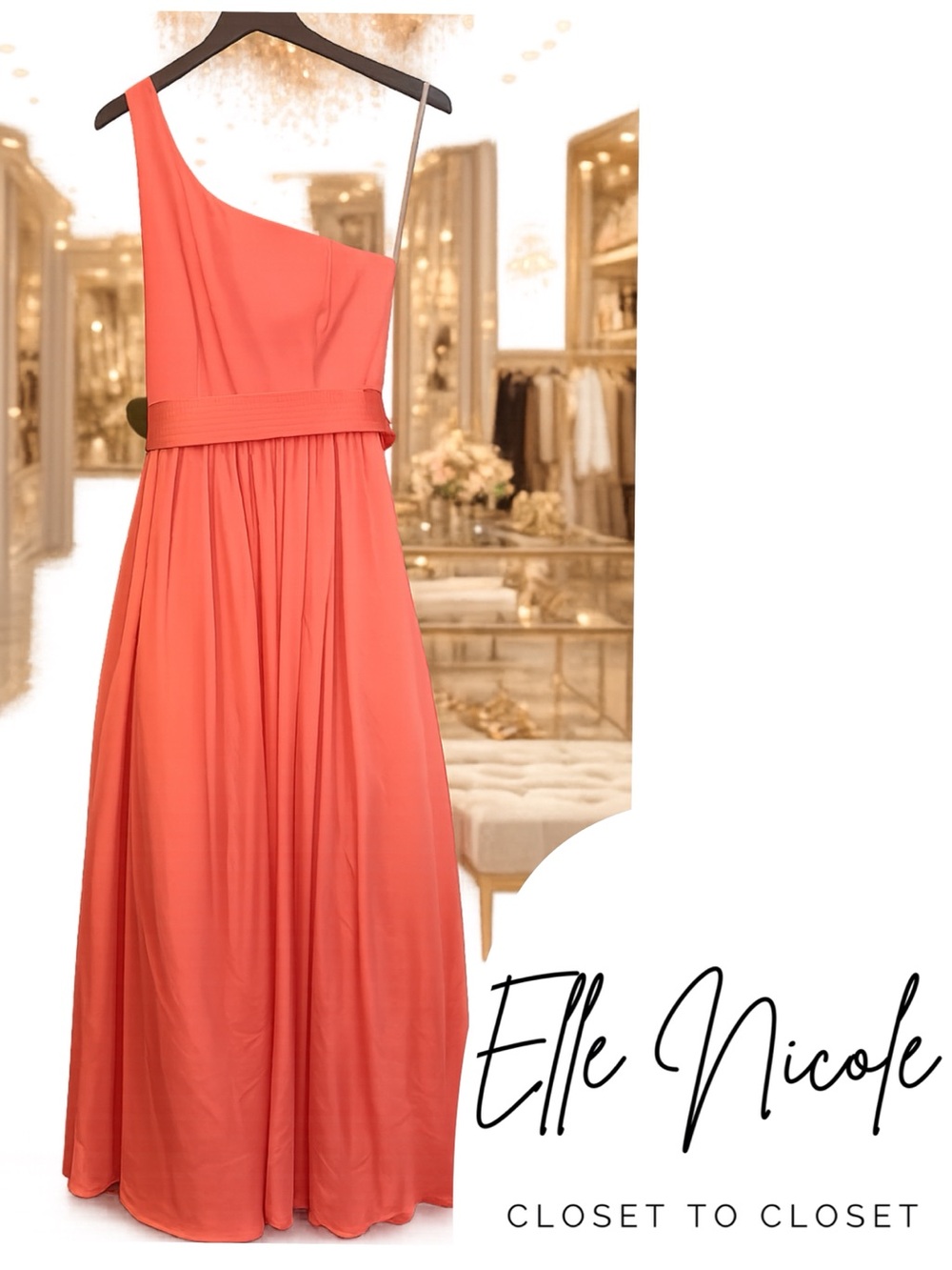 ✨ Coral One-Shoulder Maxi Dress | Elegant Formal Gown | Wedding Guest & Special